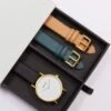 Petite Watch With Gold & Black Dial Gift Set | Multi Vegan Leather Straps