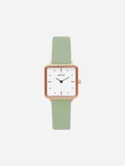 Kindred Watch With Rose Gold & White Dial | Sage Vegan Leather Strap