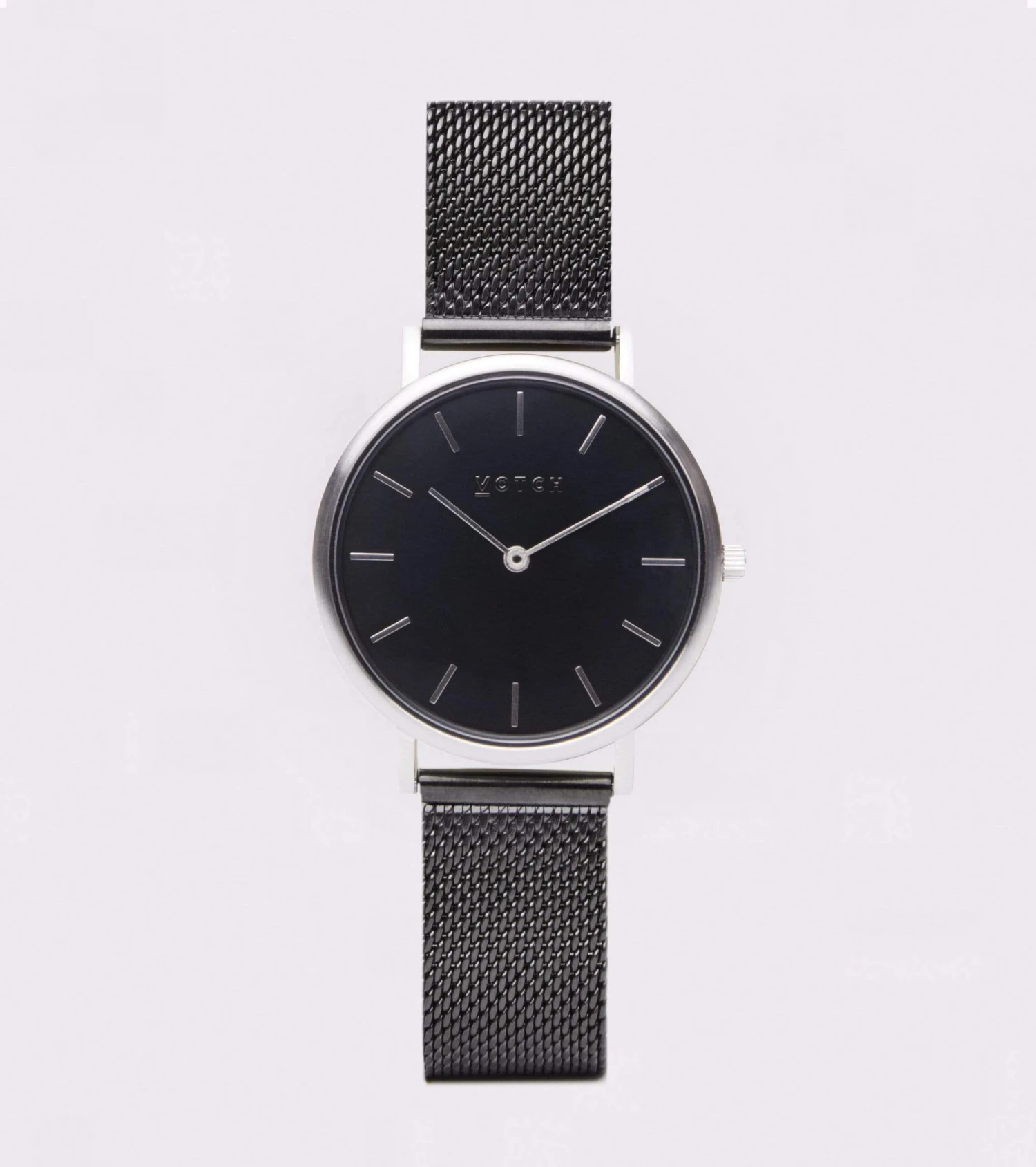Petite Watch With Silver & Black Dial | Black Mesh Strap 6 Petite Watch With Silver & Black Dial | Black Mesh Strap - Image 4