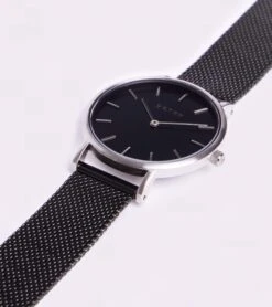 Petite Watch With Silver & Black Dial | Black Mesh Strap 7 Petite Watch With Silver & Black Dial | Black Mesh Strap -Women Clothing Store votch silver black with black face vegan watch mesh petite 12756508278897
