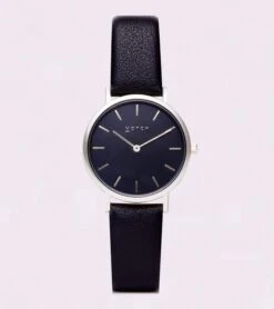 Petite Watch With Silver & Black Dial | Black Vegan Leather Strap 9 Petite Watch With Silver & Black Dial | Black Vegan Leather Strap -Women Clothing Store votch silver black with black face vegan watch petite 16020020527217