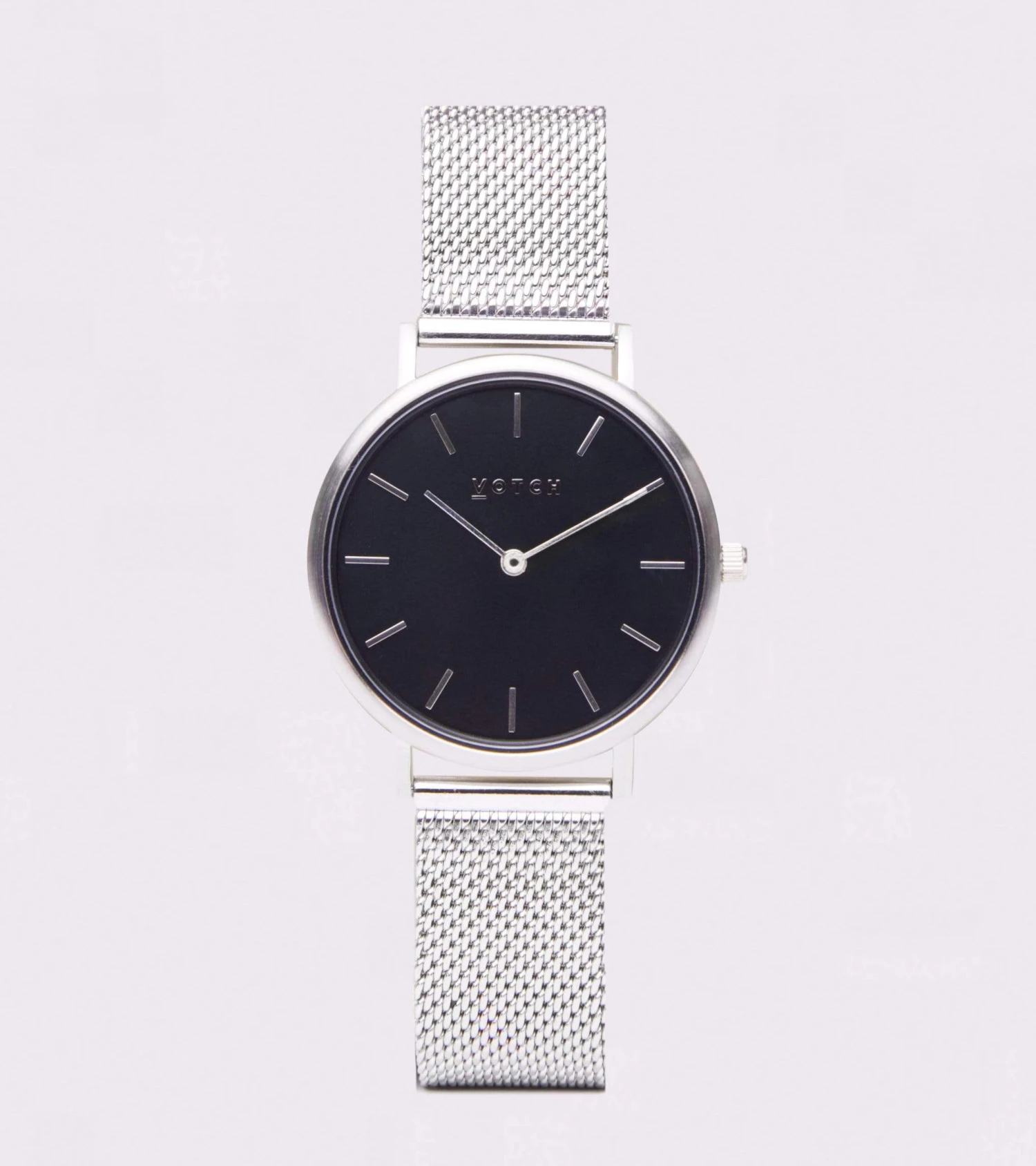 Petite Watch With Silver & Black Dial | Silver Mesh Strap 6 Petite Watch With Silver & Black Dial | Silver Mesh Strap - Image 4