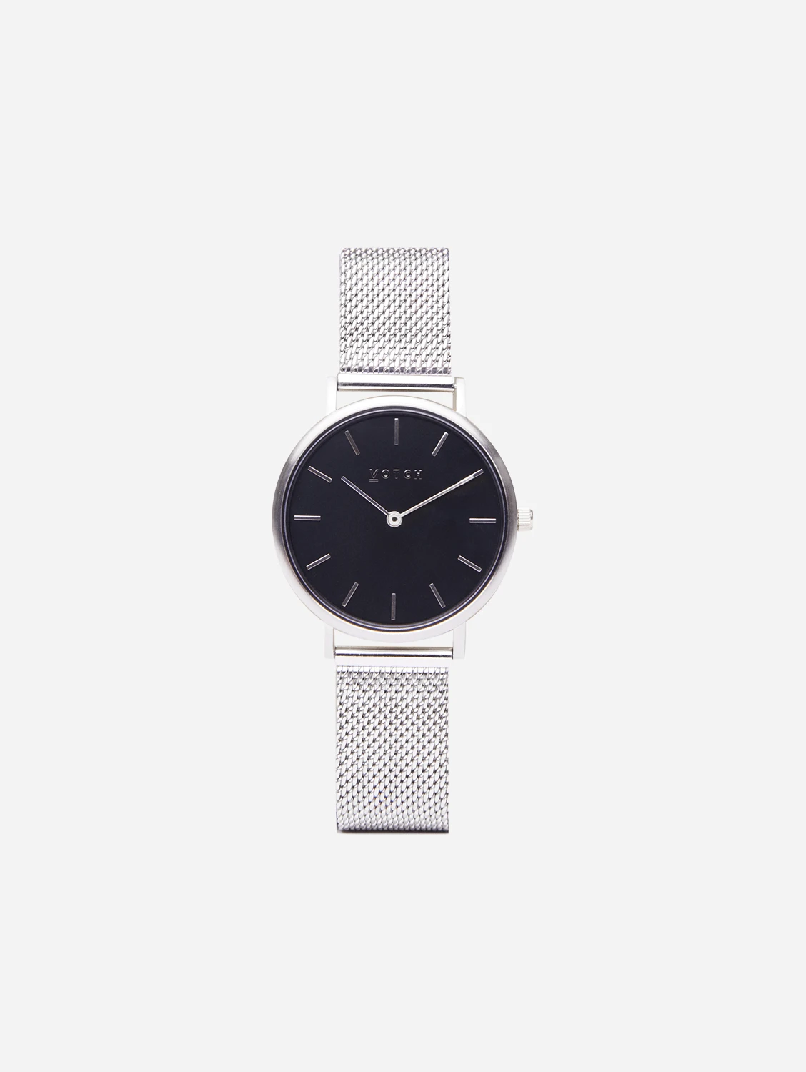 Petite Watch With Silver & Black Dial | Silver Mesh Strap 3 Petite Watch With Silver & Black Dial | Silver Mesh Strap